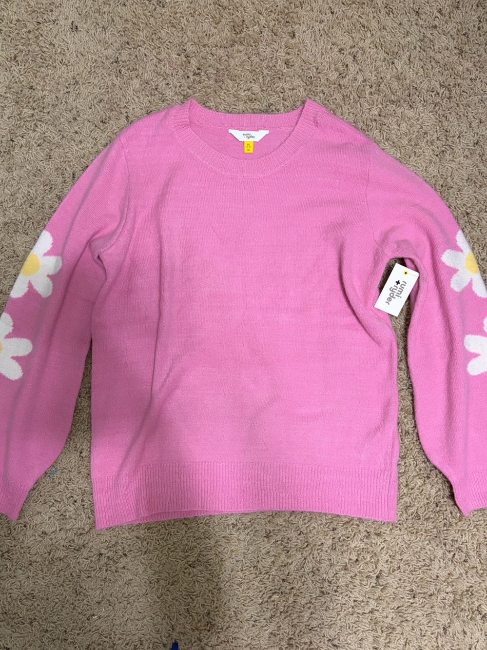 Pink Daisy Sleeve Sweater